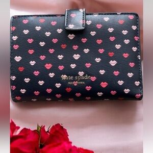 Kate Spade Black Bag with Pink and White Lip Design